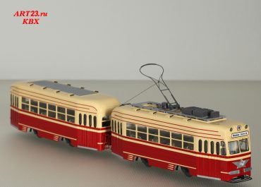 КТМ-1 и КТП-1 Трамвайный поезд из двух 2-дверных односторонних вагонов — моторного и прицепного