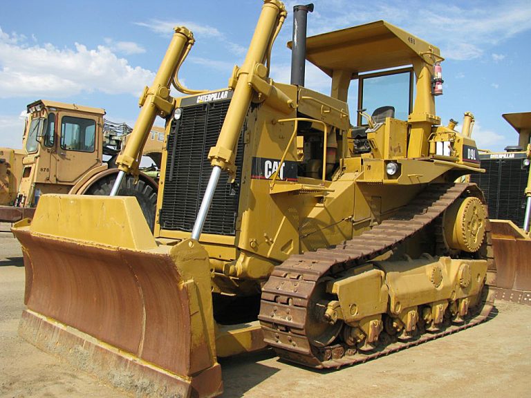 Caterpillar D9L track-type tractor with push blade