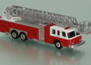 Emergency One Hush ’95 Aerial fire and rescue truck with installation of foam-water extinguishing and  ladder with cradle
