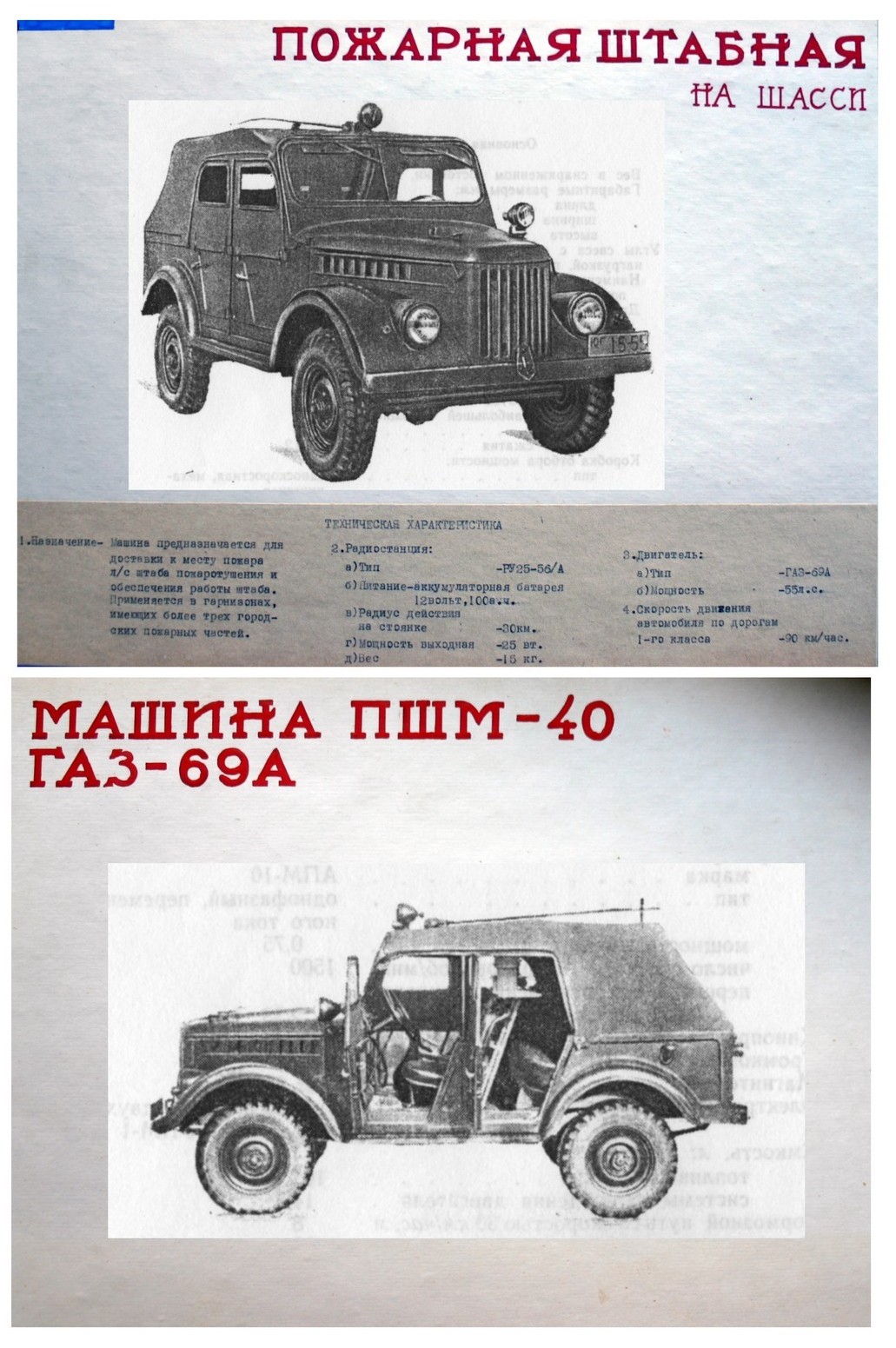 АШП-4( 69А) мод. 40, ПМШ-4 пожарный штабной автомобиль на шасси ГАЗ-69А —  Каталог К.В.Х.