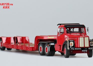 Scania-Vabis LT 110 Super truck tractor with low-frame telescopic semi-Truck-trailer Nooteboom ODU-33-VV