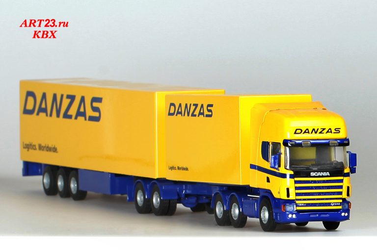 Road train LHV/LZV «Danzas» from saddle tractor Scania R164G-580 and semi-trailers-vans Dolly