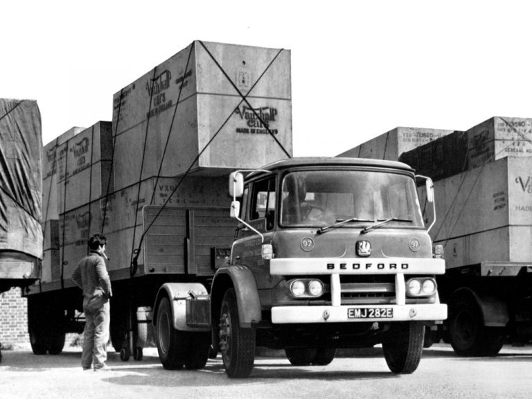Bedford KM «British Railways» truck tractor with semi-trailer-platform