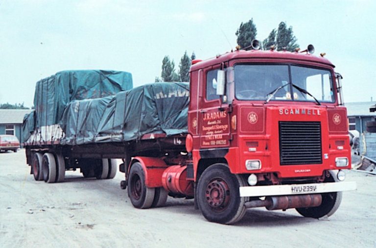 Scammell Crusader «J. R. Adams» truck tractor with 2-Axle semi-trailer — platform