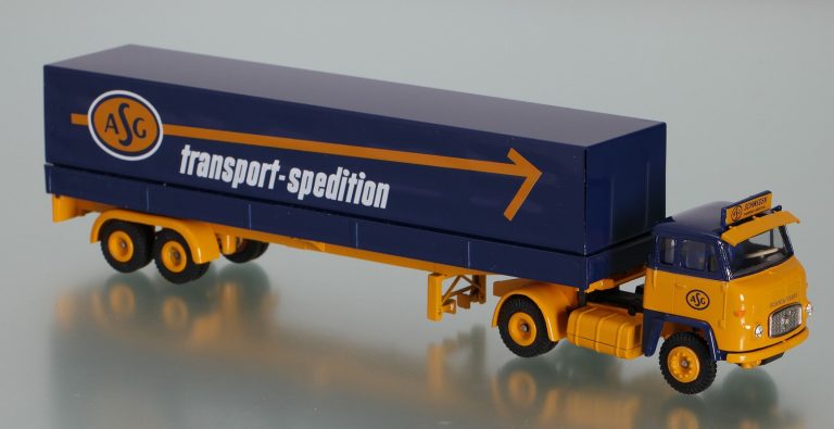 Scania-Vabis LB 76 «ASG Transport Spedition» Highway truck tractor with semi-trailer-awning