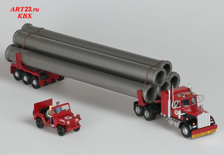Kenworth W925 «Texaco Inc.» Pipe Load with trailer and Ford M151A1 MUTT